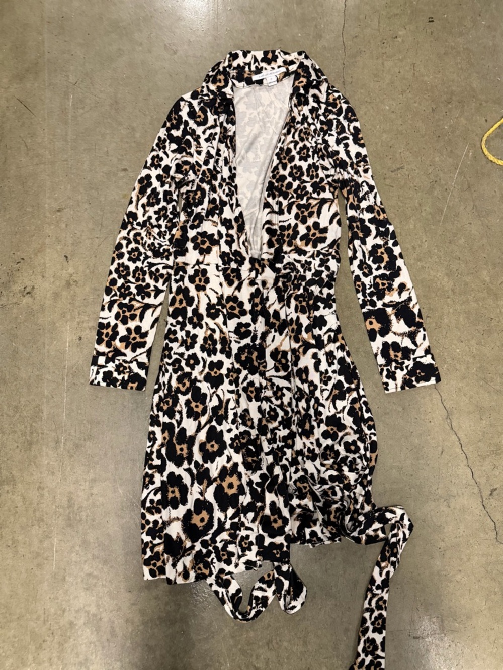 Diane Von Furstenberg Leopard Long Sleeve Wrap Dress